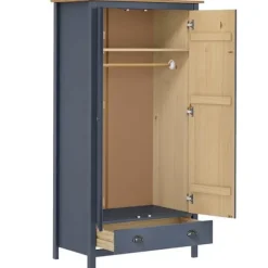 Garderobe - Bakke - 2 døre - 1 skuffe og hylde - Massiv grå fyr 89x50x170 cm Grå