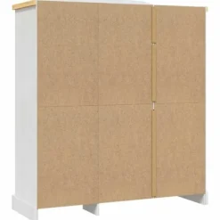 Garderobe - Corona-serie - 3 døre - voksbehandlet fyrretræ & sort metal - kuppeltop Vit