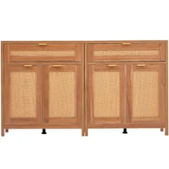 Garderobe - DUOKU - KLSB-01 - Naturlig finish - 4 magnetiske døre - 2 skuffer naturligt trä
