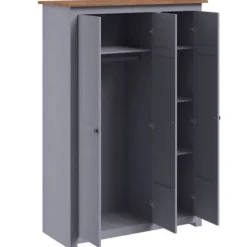 Garderobe - Panama - 3 døre - Massivt fyrretræ - Grå 118 x 50 x 171,5 cm Grå
