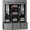 Garderobe Foldbart Stofskab, Foldeskab Med Lynlås, Non-Woven Stof, Mørkegrå, 125X43X162,5Cm