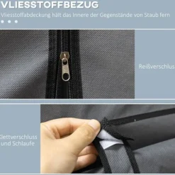 Garderobe Foldbart Stofskab, Foldeskab Med Lynlås, Non-Woven Stof, Mørkegrå, 125X43X162,5Cm