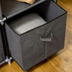 Garderobe Foldbart Stofskab, Foldeskab Med Lynlås, Non-Woven Stof, Mørkegrå, 125X43X162,5Cm