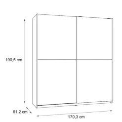 Garderobe med 2 skydelåger - Spånplade - Eg og hvid indretning - L 170,3 x D 61,2 x H 190,5 cm - ULOS Ek och vit dekor
