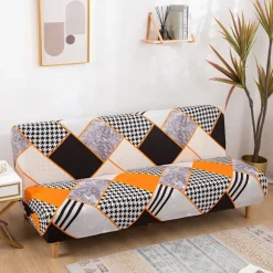 Geometrisk Mønster 2-Sæders Armløs Sofa Betræk Skridsikker Sofa Betræk