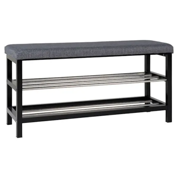 Grå bænk 2 etager med sorte ben 100 x 34 x 50 cm Grå