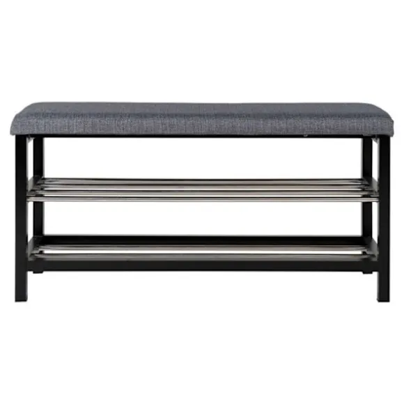 Grå bænk 2 etager med sorte ben 100 x 34 x 50 cm Grå