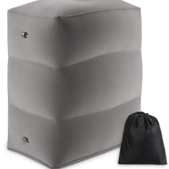 Grå fodstøtte fodstøtte fodpude skammel fodskammel oppustelig pude fødder bakke 40x30x45CM Foldbar fodskammel