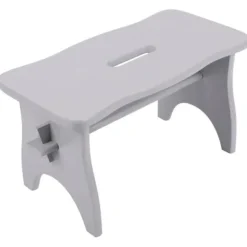 Grå træskammel - 38 x 19 x 21 cm - Skrivebord, stol, plante, lille lav skammel - træbænk - usamlet Grå