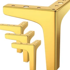 Guld-Sæt med 4 møbelben Belastning op til 800 kg, 10 cm moderne trekantformet metalbordben, hårnålesmøbelben til skab, sofa