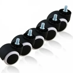 Gulvbeskytter Gummi Kontorstol Caster Hjul (Pakke med 5) 10mm Skruestamme 2" Sort/Hvid