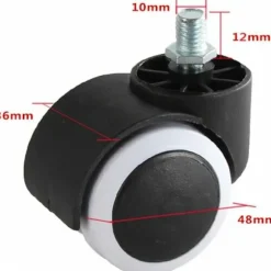 Gulvbeskytter Gummi Kontorstol Caster Hjul (Pakke med 5) 10mm Skruestamme 2