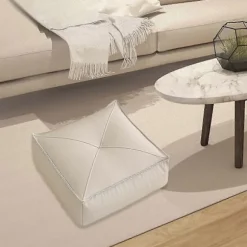 Gulvpude Terrassehynde Firkantet Dekorativ, Tatami Puder Gulv Siddehynde til Altan Kontorstol Yoga Børn Leg-Perfekt light gray