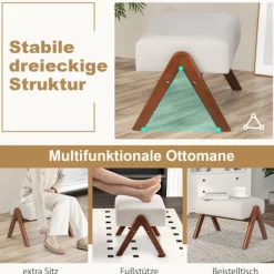Gyngestol med fodskammel, ergonomisk design, beige