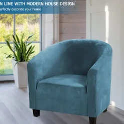 Halvrund Strækbar Fløjl Slipcover til Klubstol Blød Fløjl