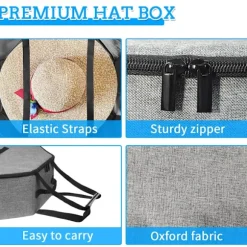Hattaske til rejser og opbevaring, sammenklappelig hat taske cowboyhat organizer til garderobe-tfrf gray
