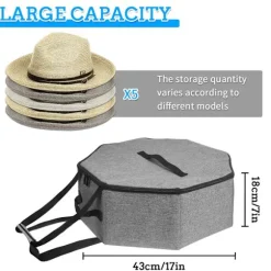 Hattaske til rejser og opbevaring, sammenklappelig hat taske cowboyhat organizer til garderobe-tfrf gray