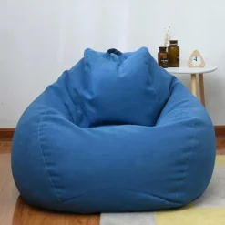 Helt Ny Ekstra Stor Bønnepose Stol Sofa Betræk Indendørs Doven Lounge Til Voksne Børn Hotsale! Blue 90 * 110cm