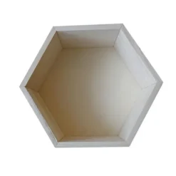 Hexagon hylde i træ 24 x 21 x 10 cm beige
