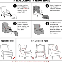 Highdi Stretch Slipcover til Strandmon Lænestol, Sæt med 2 Sofaovertræk med Hyndebetræk, Lænestolbeskytter Hoja Verde