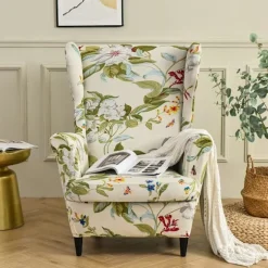 Highdi Stretch Slipcover til Strandmon lænestol, sæt med 2 sofabetræk med pudebetræk, lænestolsbeskytter Flor Y Hoja—yux Flor Y Hoja