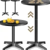 Højdejusterbart barbordssæt med 2 stk., 60 cm bordplade, sort aluminium
