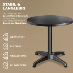 Højdejusterbart barbordssæt med 2 stk., 60 cm bordplade, sort aluminium
