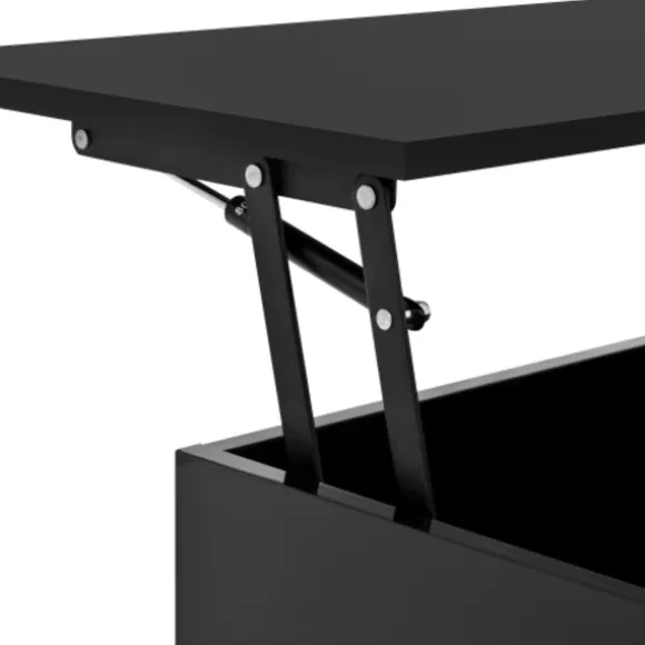 Højdejusterbart sofabord med løftemekanisme, højglans med LED-belysning og fleksibel opbevaringsplads Black