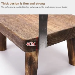 Høje Senge Træ Skammel Massivt Træ Lille Skammel Køkken Stue Skab Holdbar Robust Rustik og Retro Design