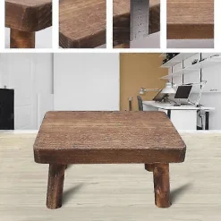Høje Senge Træ Trinstol Massivt Træ Lille Skammel Køkken Stue Garderobe Holdbar Robust Rustik