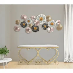 Hjertebænk, cremefarvet polstring, guldmetal, 105x37,5x51,5