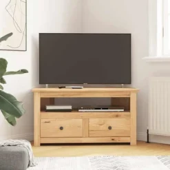 Hjørne TV-møbel - Panama - Massiv fyr - 93 x 49 x 49 cm - 2 skuffer Naturlig träfärg