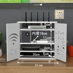 Hjørne WiFi-router opbevaringsboks, stue TV-boks, opbevaringshylde, stikarrangement, trådløst optisk modem Firelagsversion Four layer version