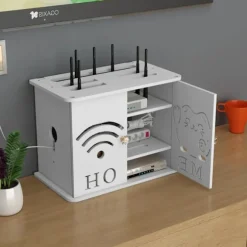 Hjørne WiFi-router opbevaringsboks, stue TV-boks, opbevaringshylde, stikarrangement, trådløst optisk modem Firelagsversion Four layer version