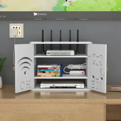 Hjørne WiFi-router opbevaringsboks, stue TV-boks, opbevaringshylde, stikarrangement, trådløst optisk modem Firelagsversion Four layer version