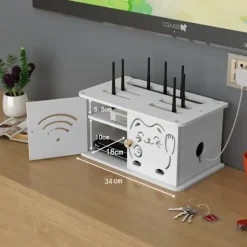 Hjørne WiFi-router opbevaringsboks, stue TV-boks, opbevaringshylde, stikarrangement, trådløst optisk modem Firelagsversion Four layer version