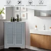 Hjørneskab med lameldøre og justerbar hylde, grå