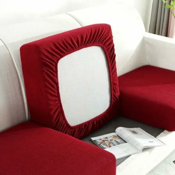 Hjørnesofa Stræk Sædehynde Betræk Møbelbeskytter Støvtæt Sofabetræk Bordeaux, 1 Sæde (50-63cm)