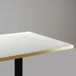 Højt bord 60 x 60 cm - Milan model Paros marmor med messingkanter Vit