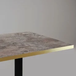 Højt bord 60 x 60 cm - Rund cladeira model med messingkanter brun