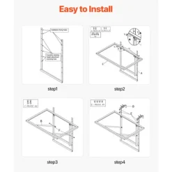 Hængende Bord - DUOKU - Sammenklappeligt Metalbord - 19 x 24 tommer - Justerbart 5 Niveauer - Sort