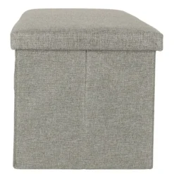 Hopfällbar puff med förvaringsfack grå stor 76x38x38cm