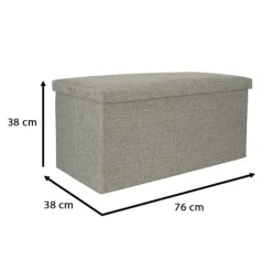 Hopfällbar puff med förvaringsfack grå stor 76x38x38cm