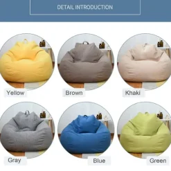 Hotsale! Brand New Ekstra Stor Sækkestol Sofa Betræk Indendørs Lazy Lounger Til Voksne Børn! Yellow 90 * 110cm