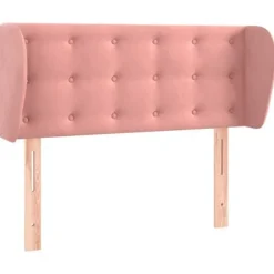 Hovedgærde - Eksklusivt hus med ører - Rosa velour - Højdejusterbar - Stabile træben Ros