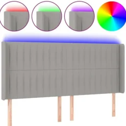 Hovedgærde - Eksklusivt Hus - Indbygget LED - Højdejusterbar - Lys grå 183x16x118/128 cm ljusgrått