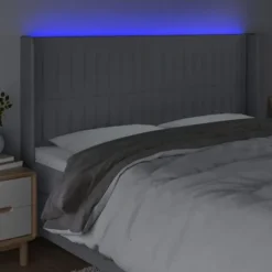 Hovedgærde - Eksklusivt Hus - Indbygget LED - Højdejusterbar - Lys grå 183x16x118/128 cm ljusgrått