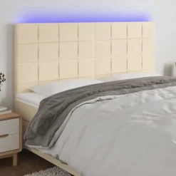 Hovedgærde - Eksklusivt Hus - Creme - Indbygget farvet LED - Højdejusterbar 180x5x118/128 cm Grädde