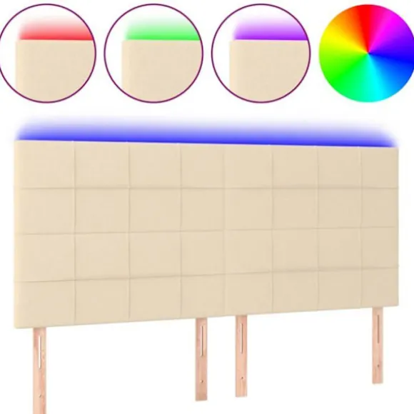 Hovedgærde - Eksklusivt Hus - Creme - Indbygget farvet LED - Højdejusterbar 180x5x118/128 cm Grädde