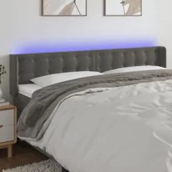 Hovedgærde - Maison Exclusive - Mørkegrå velour - Justerbar LED-indbygning - Justerbar højde 183x16x78/88 cm mörkgrå